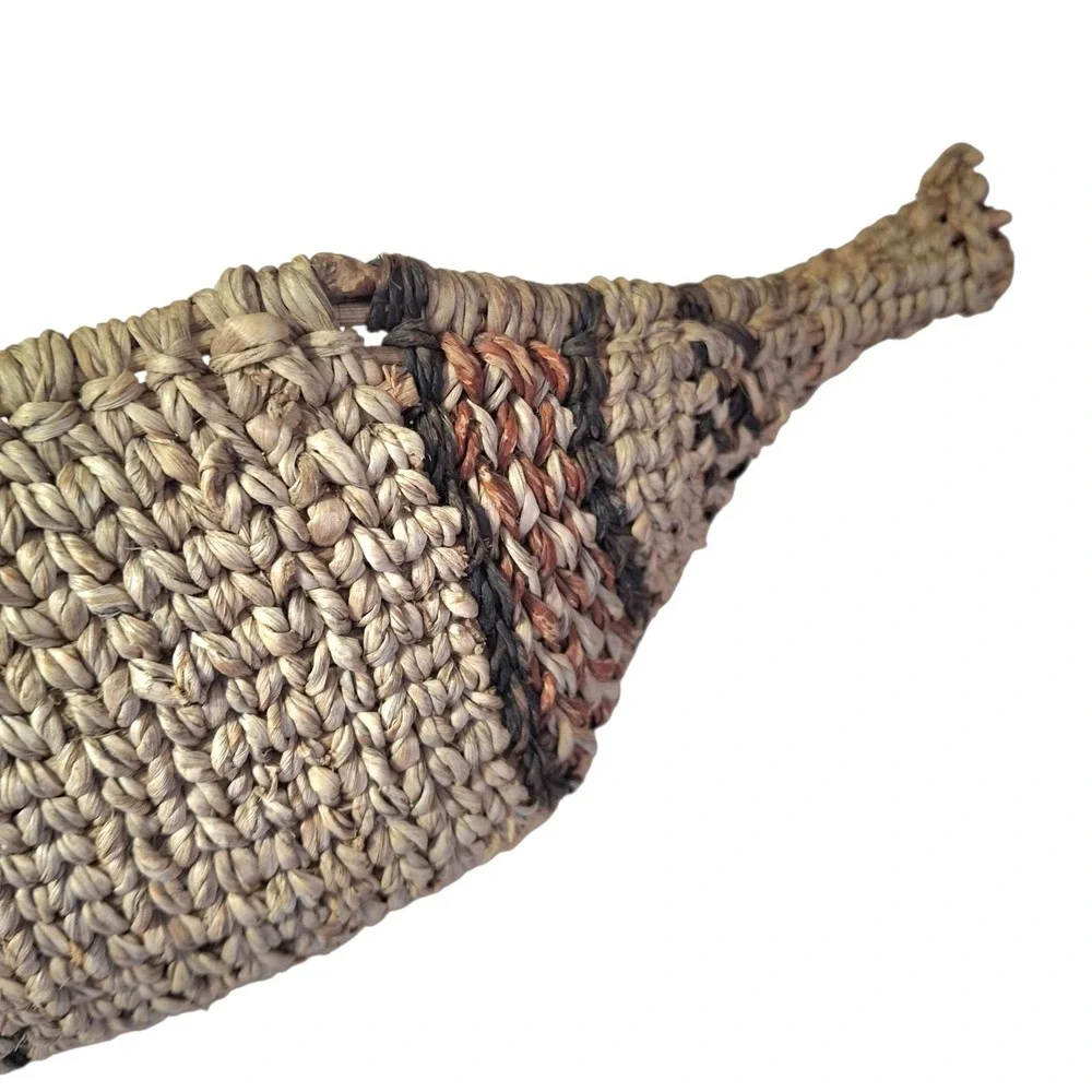 Vintage Ethiopian Hand-Woven Gambela Canoe Bread Basket African Folk Art